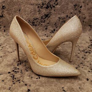 Sam Edelman Danna Light Gold Metallic Sparkle Pumps 13